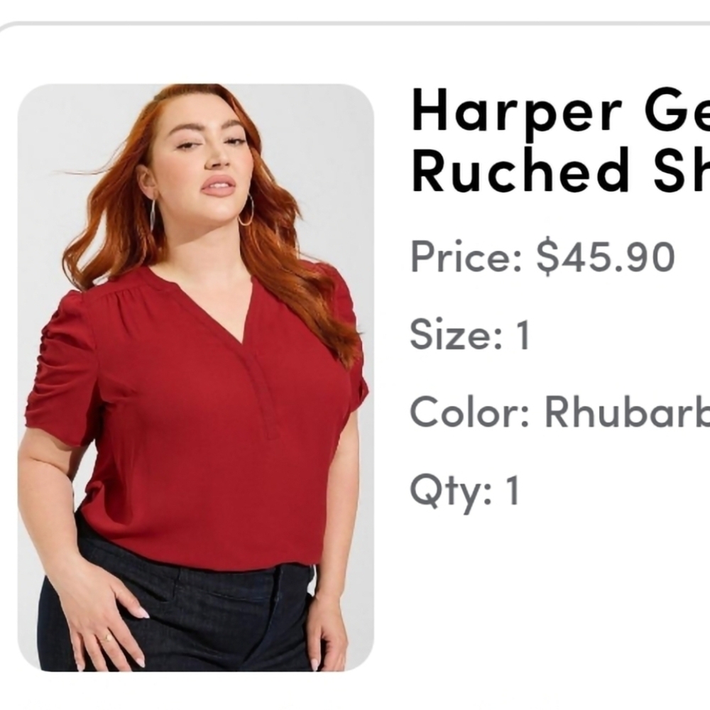 Torrid Red Ruched Short Sleeve Blouse